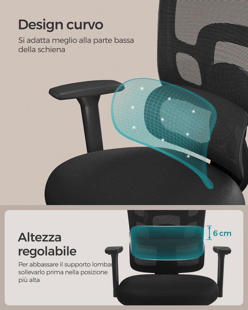 Sedia da Ufficio Ergonomica Regolabile in Altezza, Poltrona da Computer Traspirante con Ruote, Sedia da Scrivania Girevole, con Braccioli, per | Leroy Merlin
