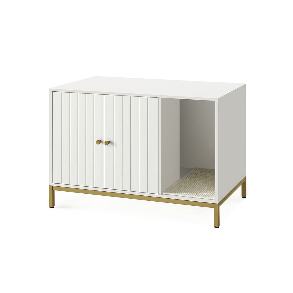 Mobile Lettiera Per Gatti Feandrea - Con Divisorio, Tavolino, Bianco, 80x53x50cm - Foto 9