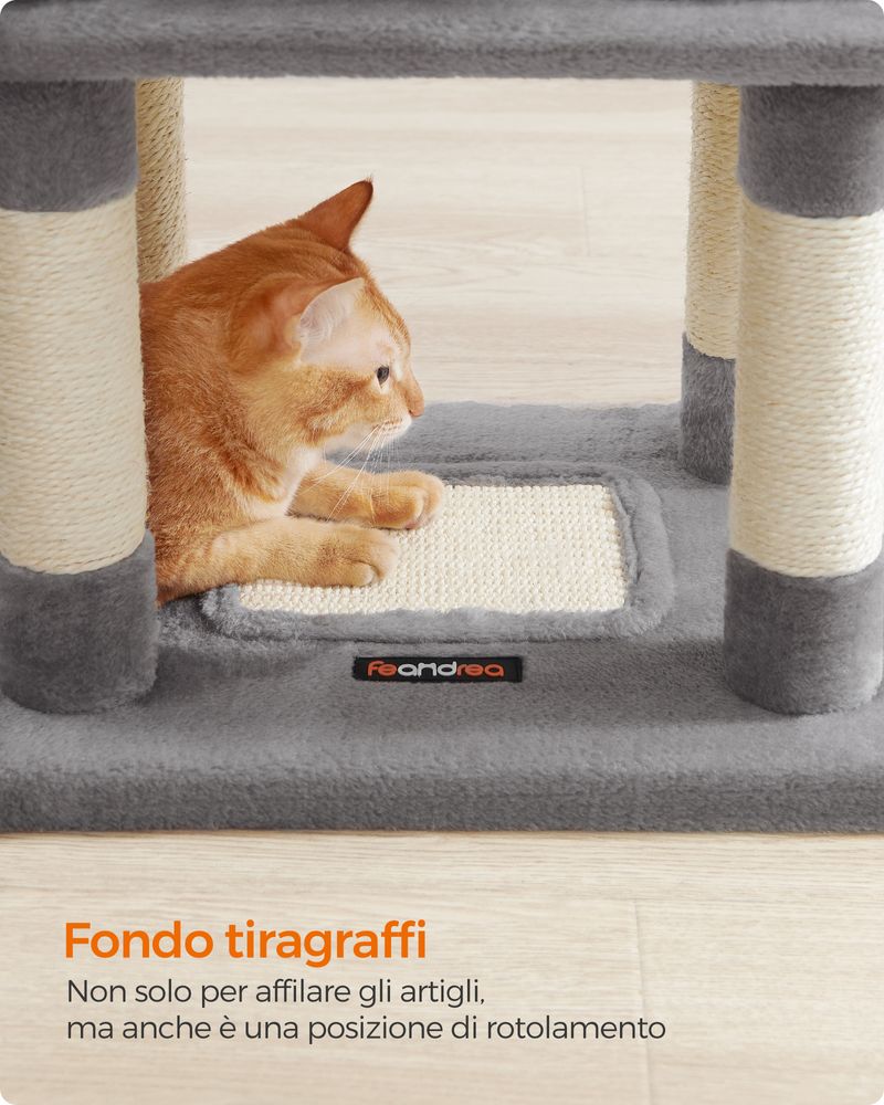Albero Per Gatti FEANDREA 84cm | Casetta, Tiragraffi E Cuscino | Grigio Chiaro - Foto 10