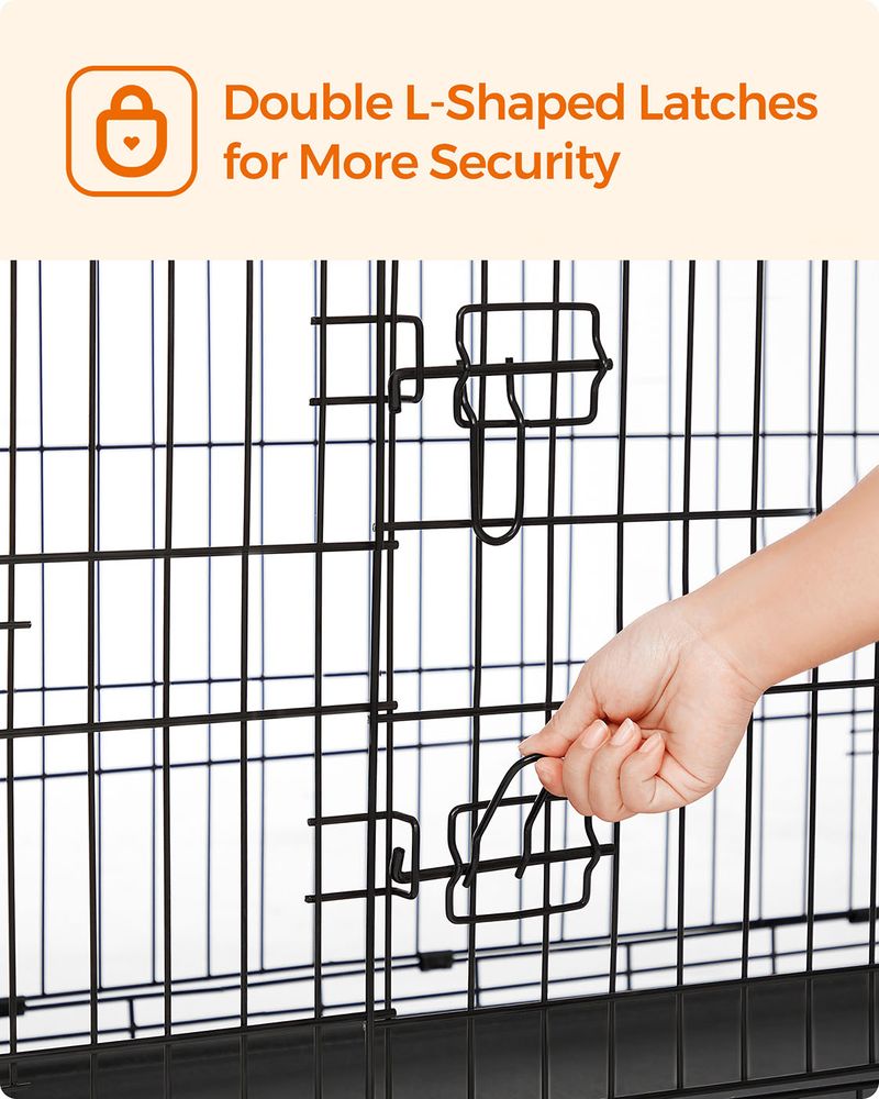 Gabbia Per Cani Pieghevole Feandrea XXL - 122x74.5x80.5 Cm, Nero, Con 2 Porte E Vassoio Rimovibile - Foto 3