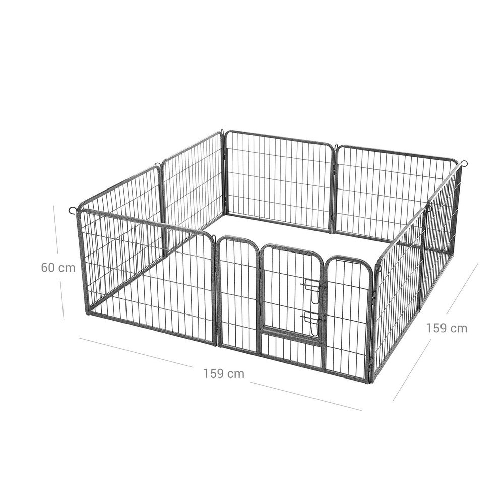 Recinto per Cani Cuccioli in Metallo Rete Animali Domestici 6 Pz 80 x 80 cm