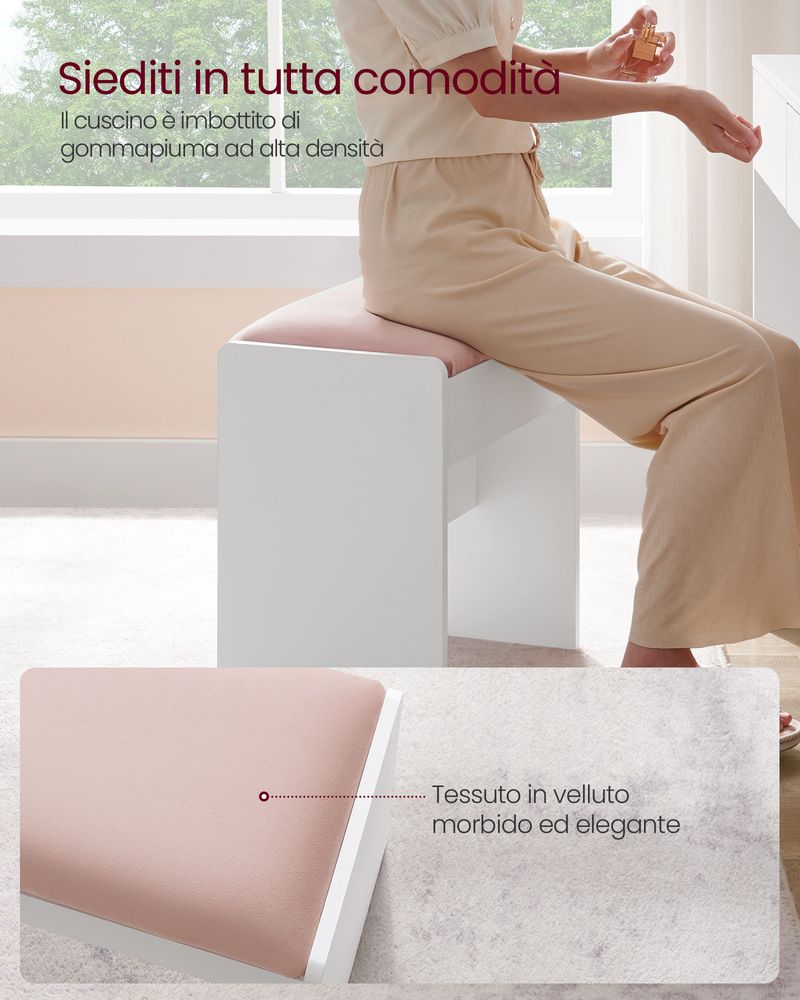 Daoyuan Sgabello da Toeletta,Poggiapiedi in Pelle PU/Pouf Imbottito Sgabello /Sgabello da Trucco per Trucco/Sedia/Poggiapiedi Quadrato Gambe in Legno per Soggiorno Camera da Letto