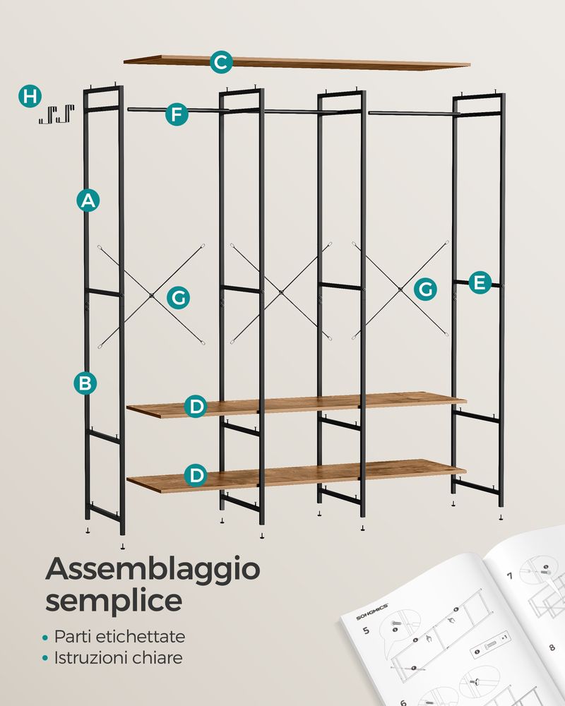 Guardaroba armadio portatile songmics - IdeaLuceStore