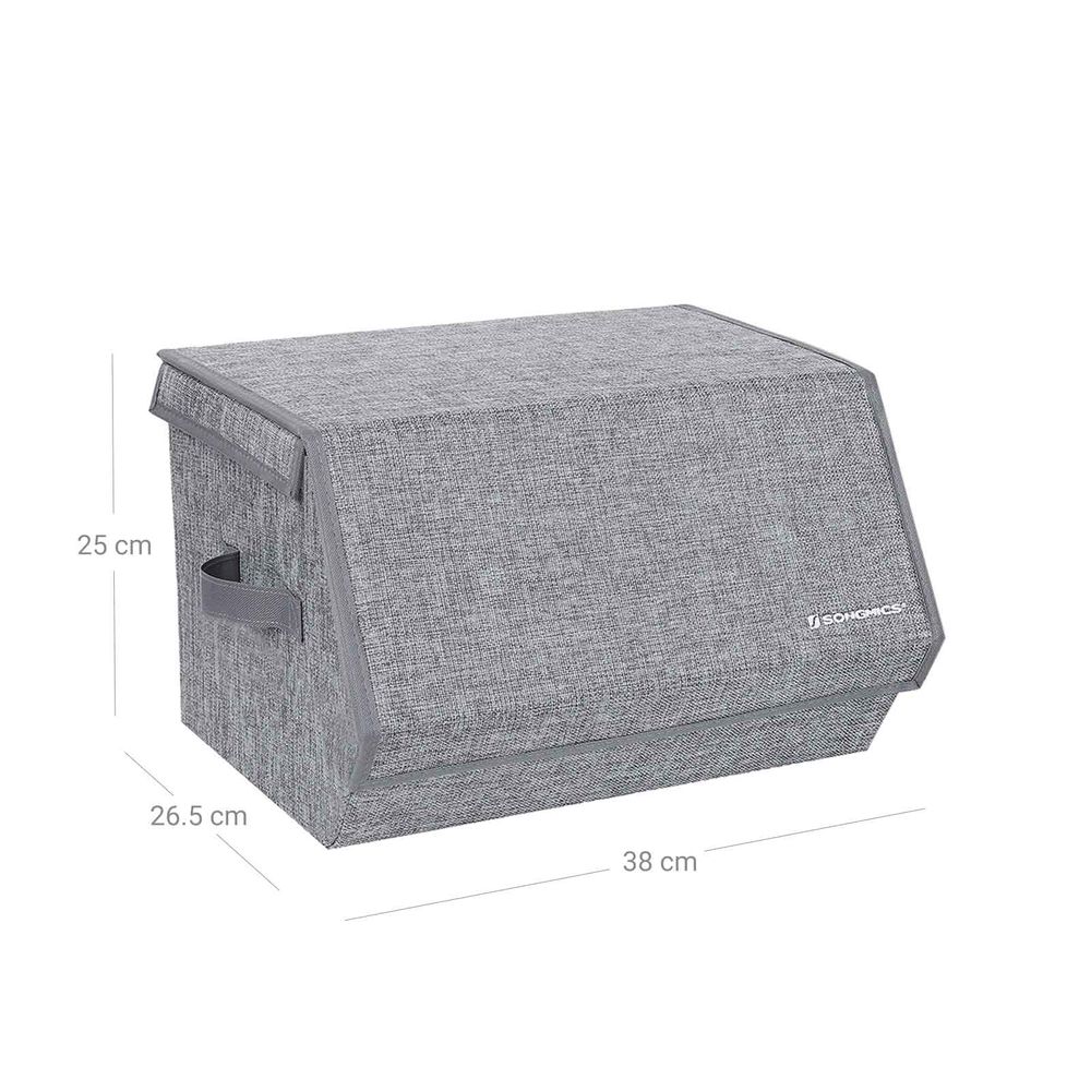 ANMINY 2 Scatole Portaoggetti Pieghevoli Con Coperchio E Manici In Pelle PU – Cubi Decorativi In Tessuto E Plastica Per Armadio, 38x25x25 Cm