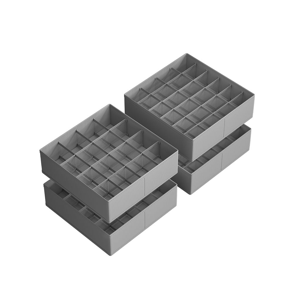 Mezzar Set 6 Organizer Pieghevoli Per Cassetti - Divisori In Tessuto Non Tessuto Per Intimo, Calze, Reggiseni, Cravatte (Grigio)