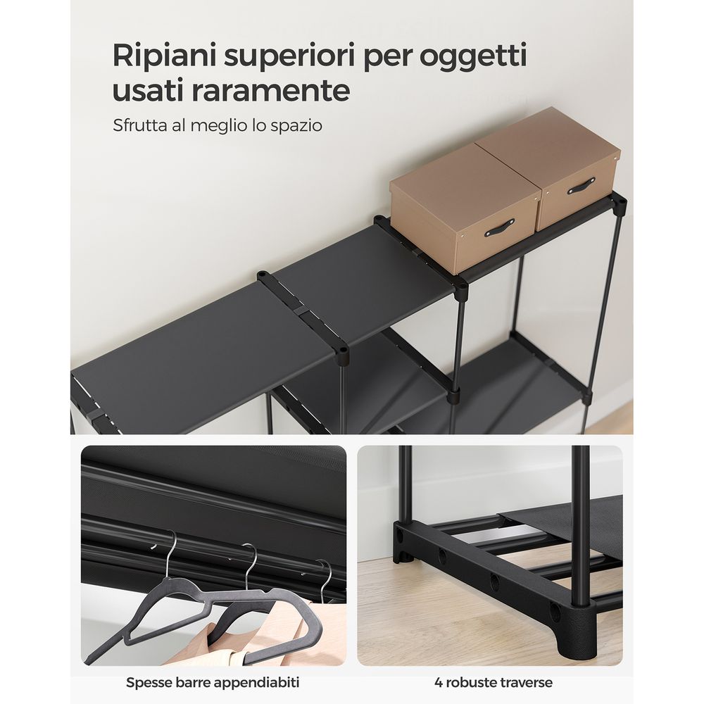 iSunirm Armadio Aperto con aste Appendiabiti, cassetti, Guardaroba Indipendente, Sistema di organizzazione per armadi Resistenti, Bianco