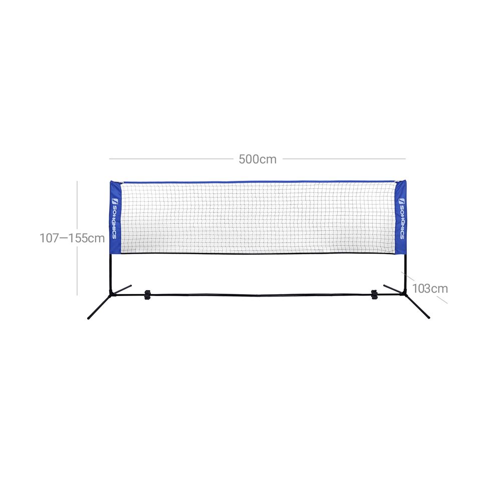 Rete da badminton da 5 m portatile blu rete da pallavolo/tennis altezza 155  cm