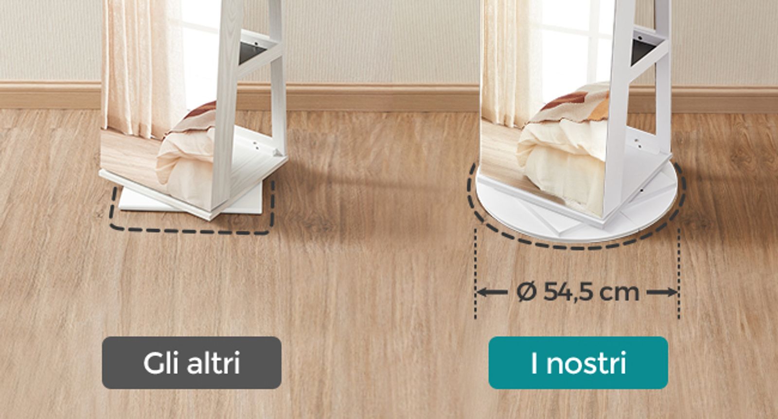 Armadietto Portagioielli Da Parete Con Specchio - 6 Luci LED, 2 Cassetti, Organizzatore Per Gioielli, Bianco - Foto 3