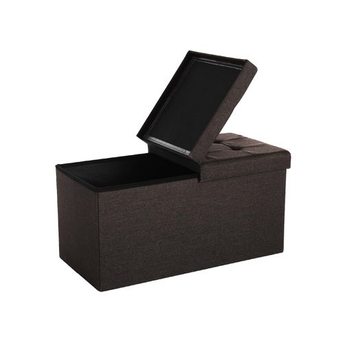 38 x 38 x 38 cm Songmics LSF27K Pouf Cubo Poggiapiedi Marrone Scuro Contenitore Sgabello Pieghevo in Lino