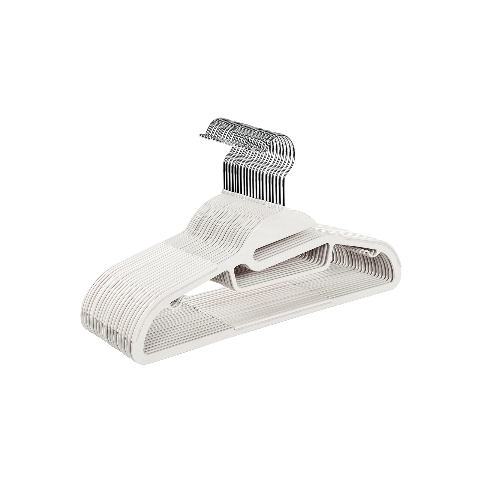 25 Grucce Appendiabiti In Plastica - Con Aletta, 38 Cm, Bianche, Per Camicie E Magliette