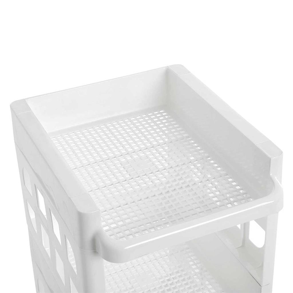 SONGMICS Carrello Multiuso 3 Piani - Plastica, Con Rotelle, Per Cucina E Bagno, Bianco