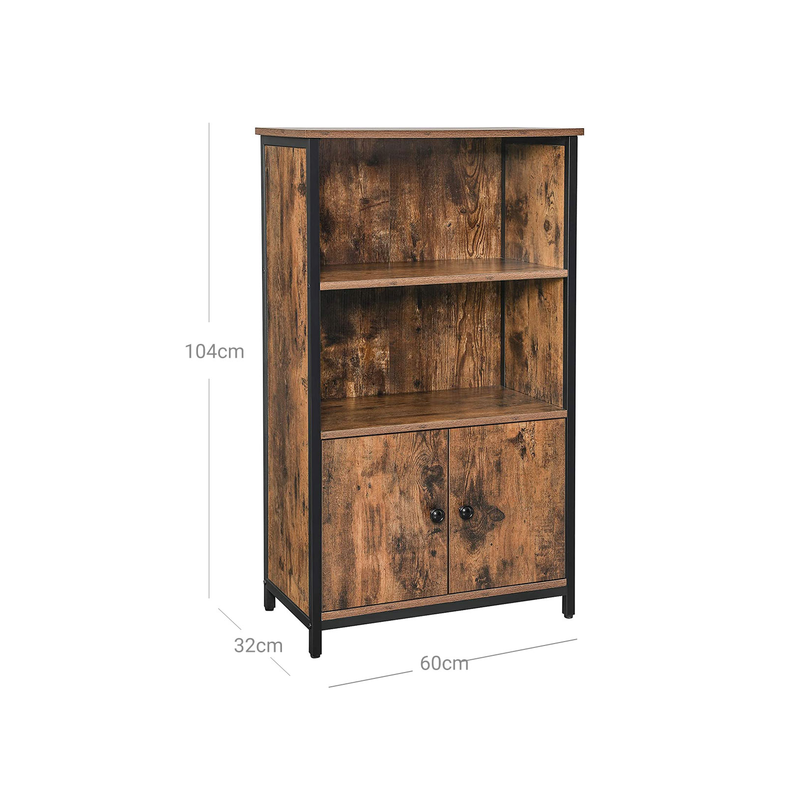 VASAGLE Mobiletto Multiuso, Armadietto, Libreria, Credenza, 2 Ripiani e