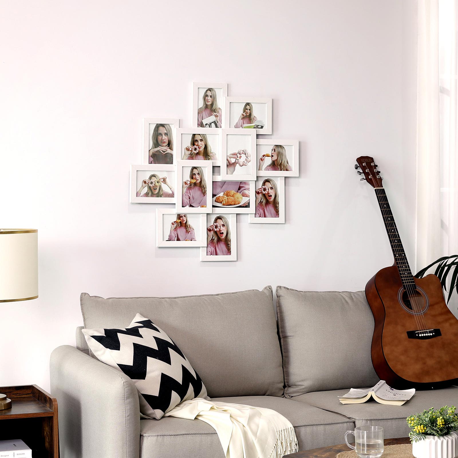 Collage Di Cornici SONGMICS Per Foto - 10 Cornici 10x15 Cm | Decorazione Murale Bianco - Foto 11